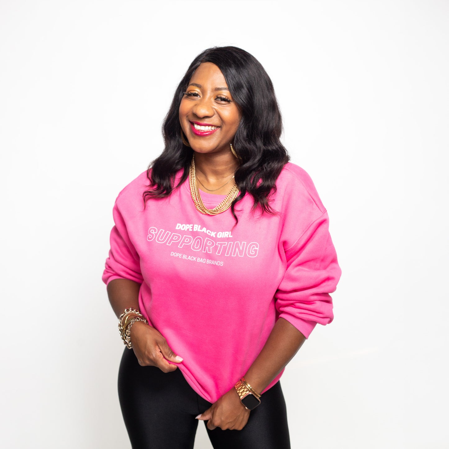 Dope Black Girl Supporting Sweatshirt - Pink