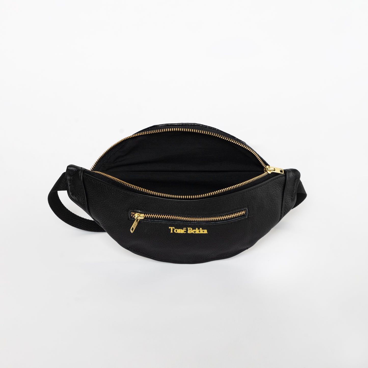 Black Leather Croc Belt Bag