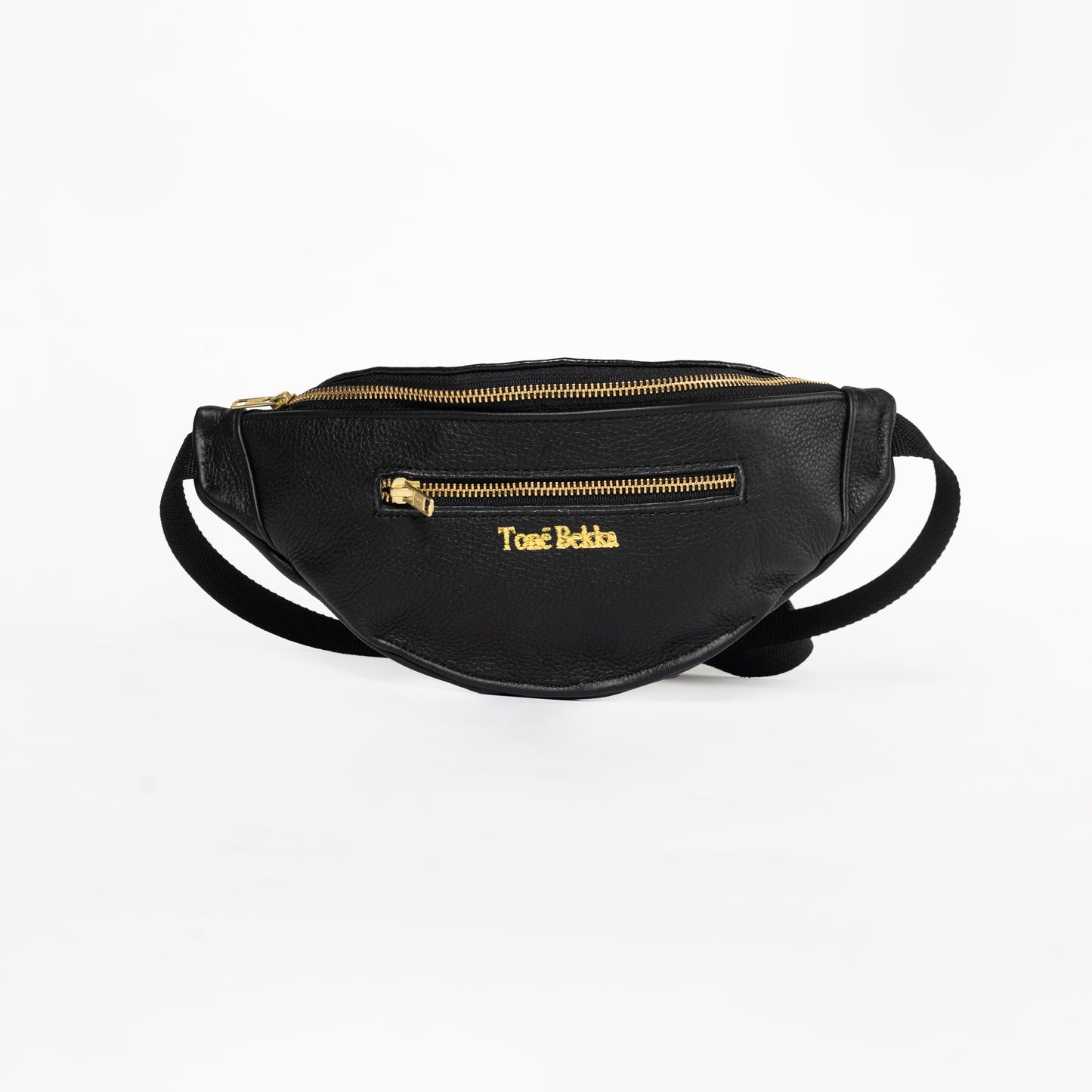Black Leather Croc Belt Bag