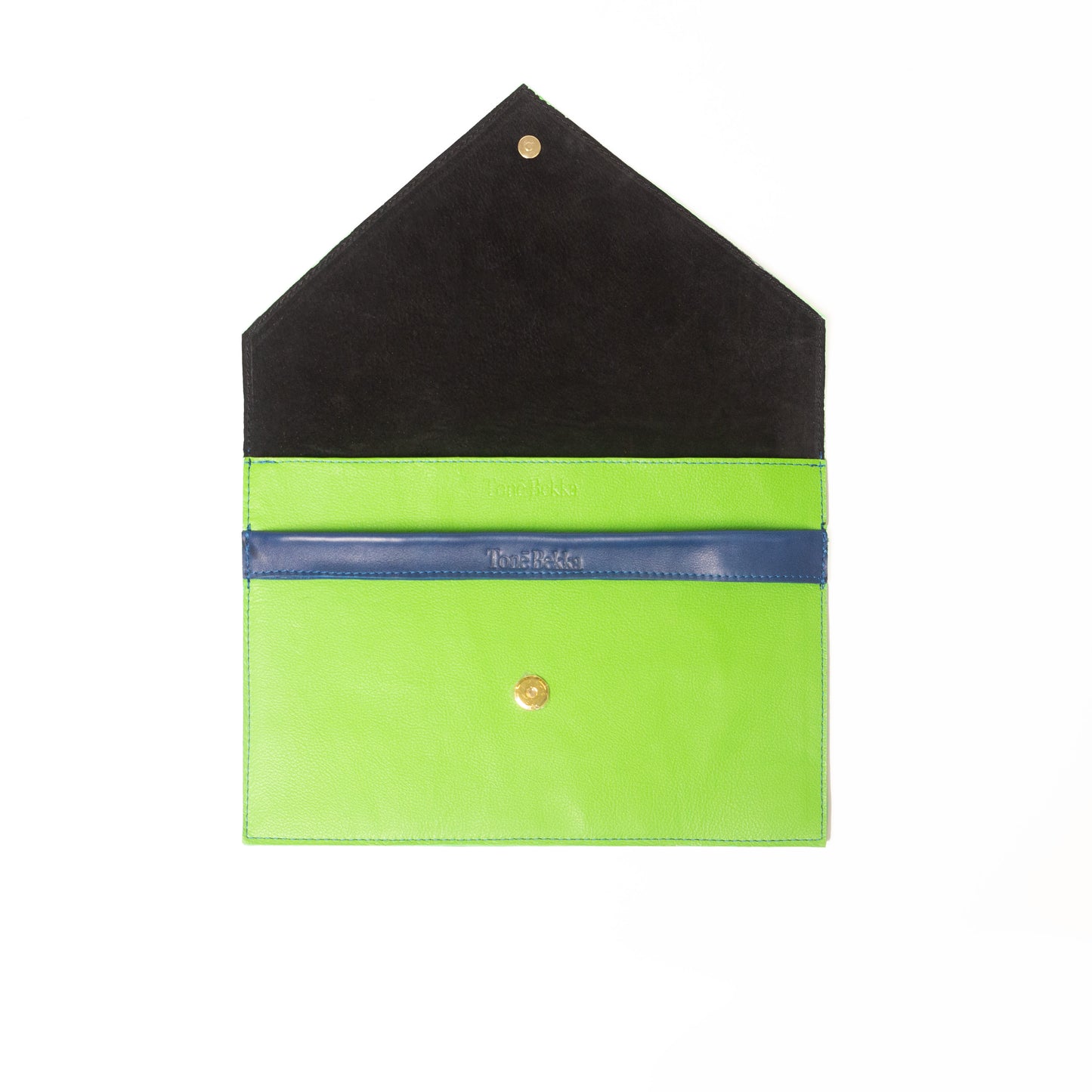 Renee Green & Blue Leather Foldover Clutch
