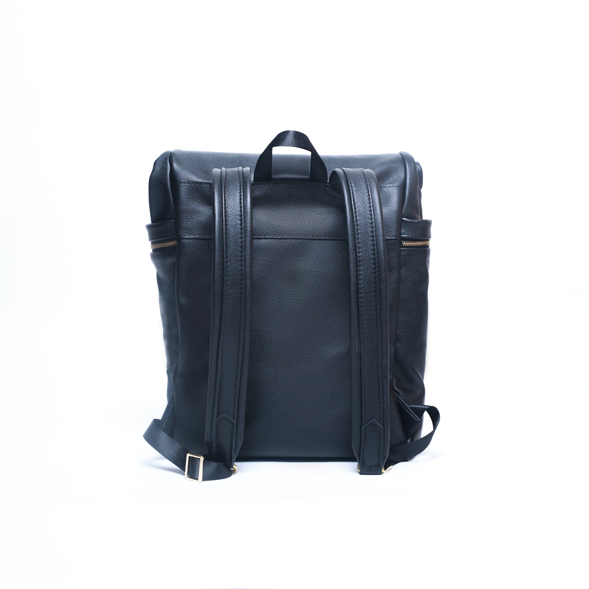 black leather backpack