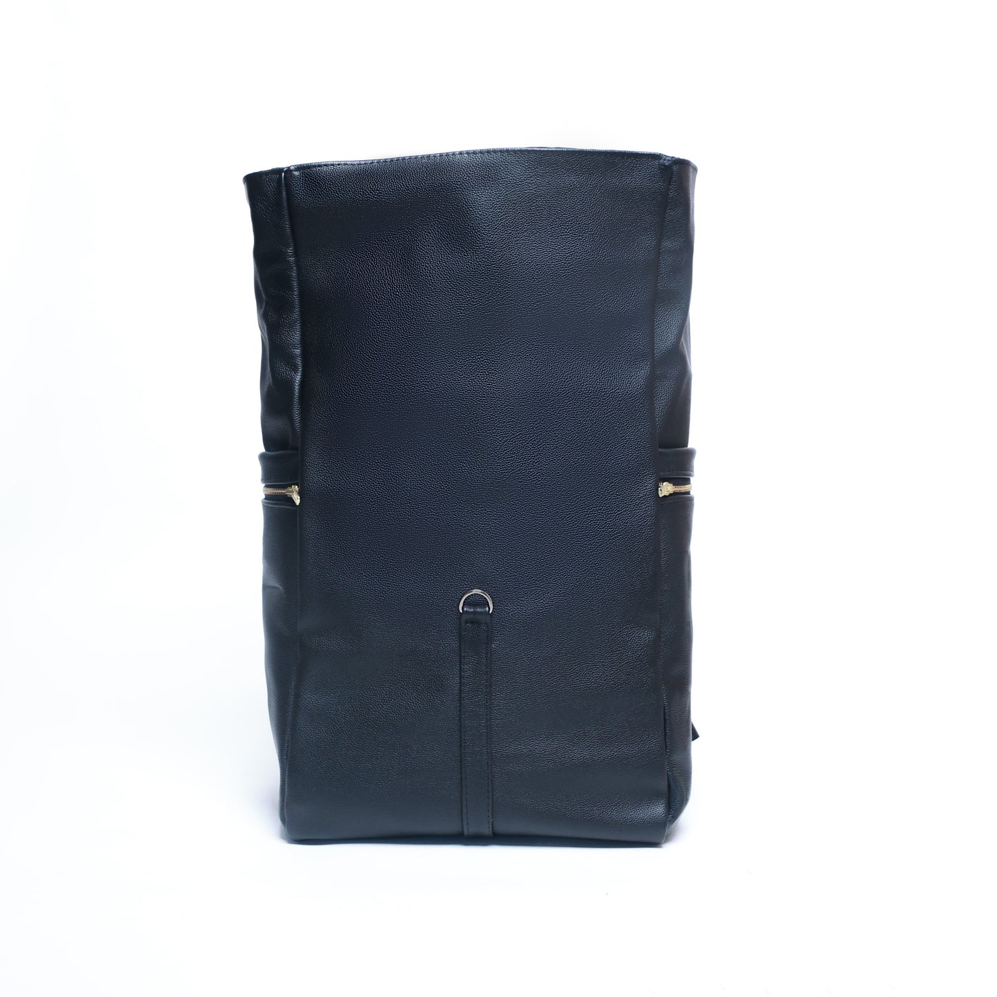 black leather handcrafted backpack