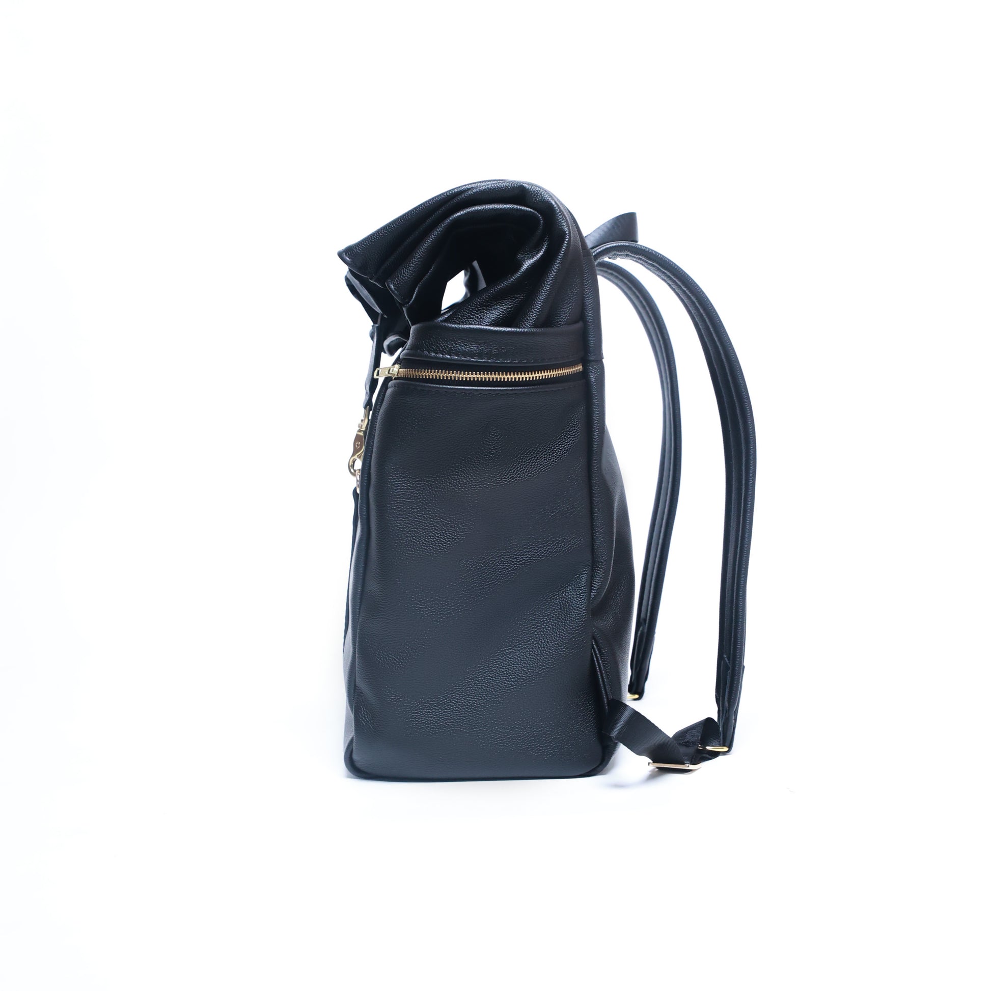 black leather backpack