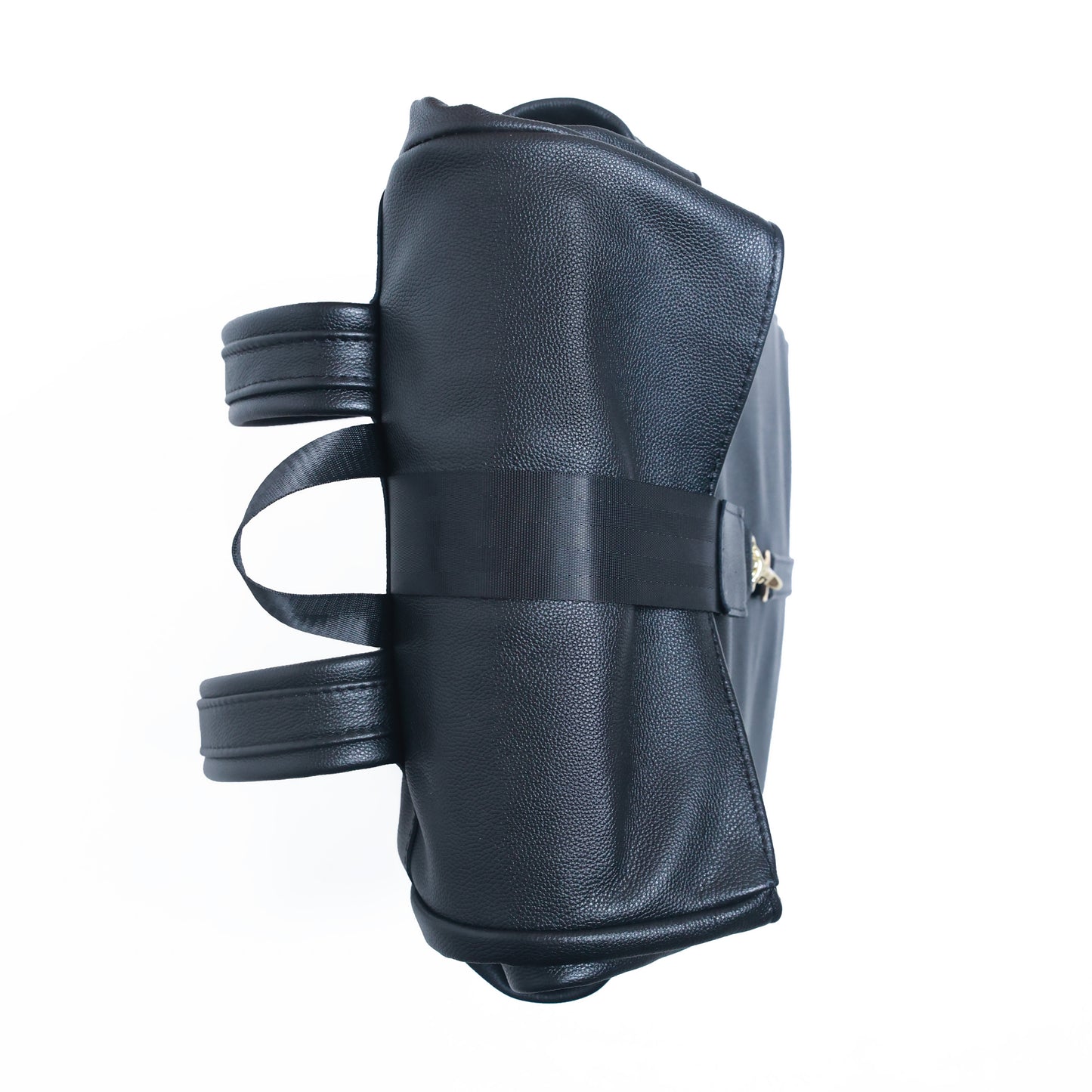 black leather handcrafted backpack