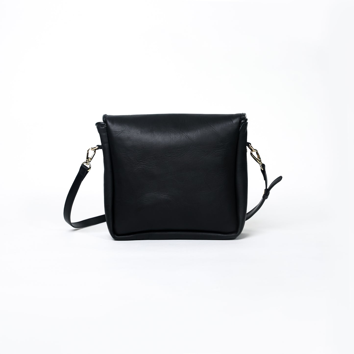 black handcrafted leather crossbody