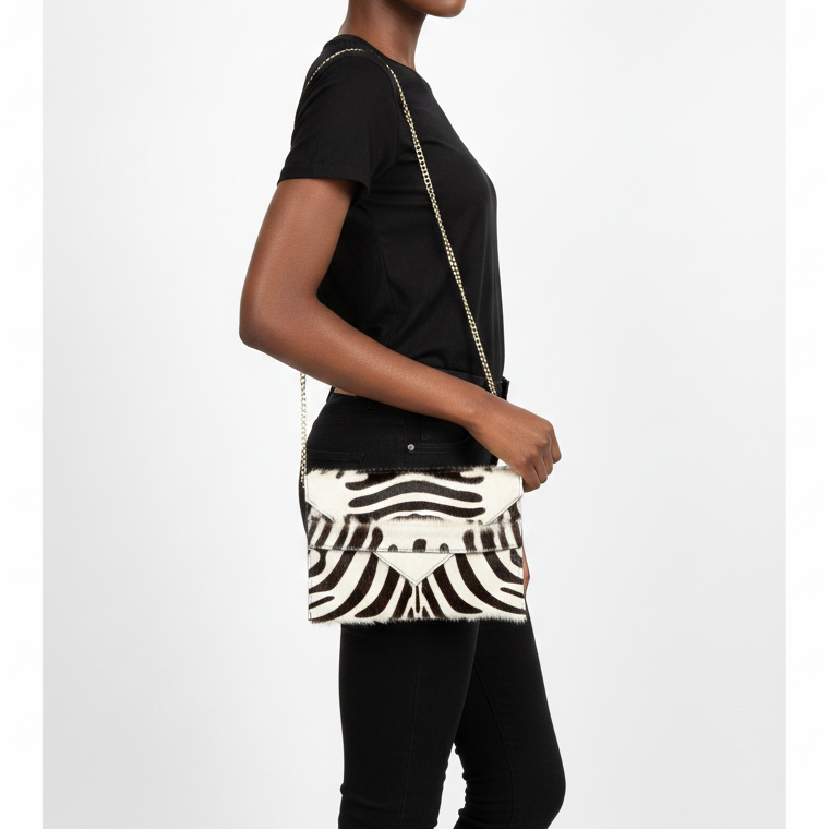 Renee Zebra Hair on Hide Clutch
