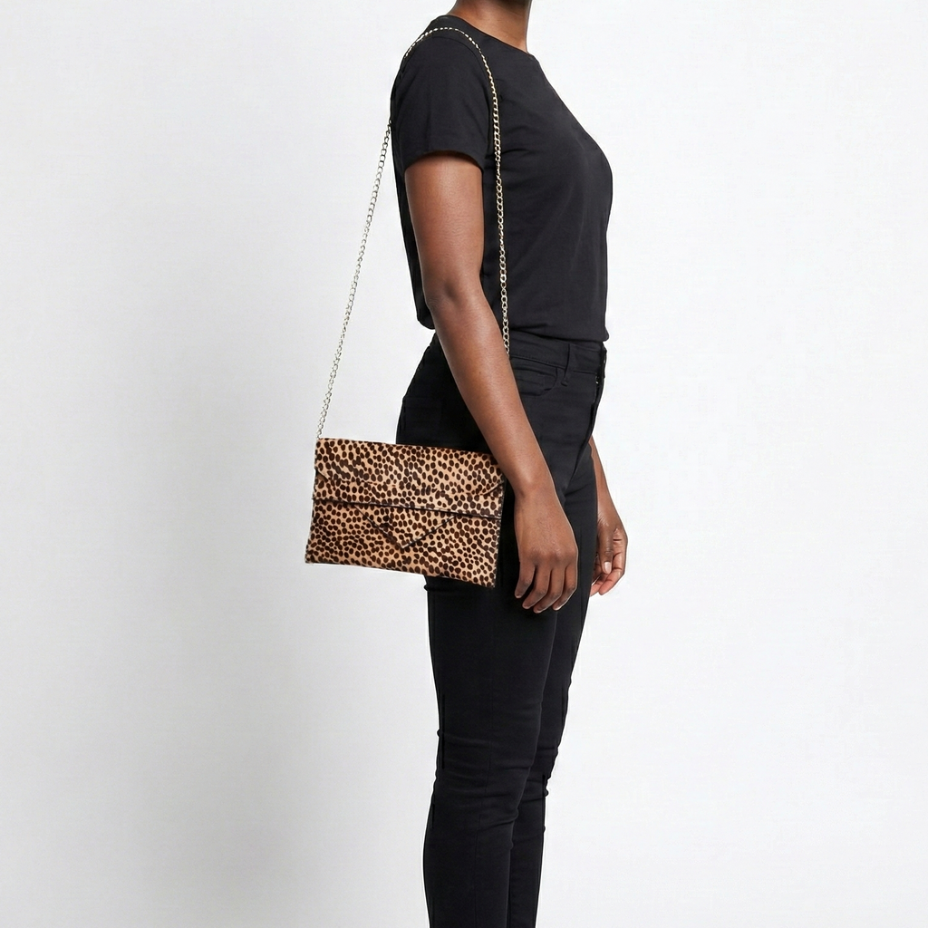 Renee Cheetah Hair on Hide Clutch