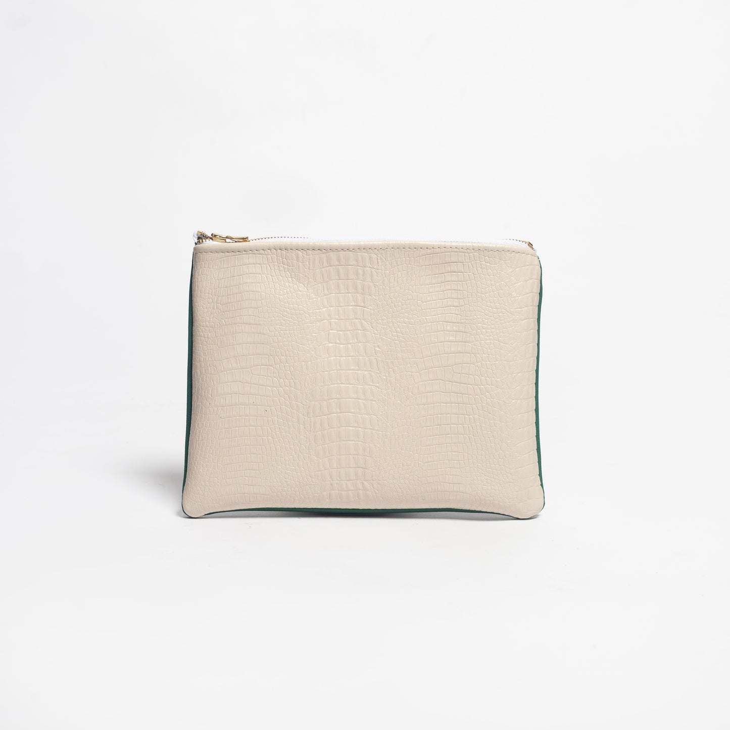 Exquisite Croc Embossed White & Green Clutch