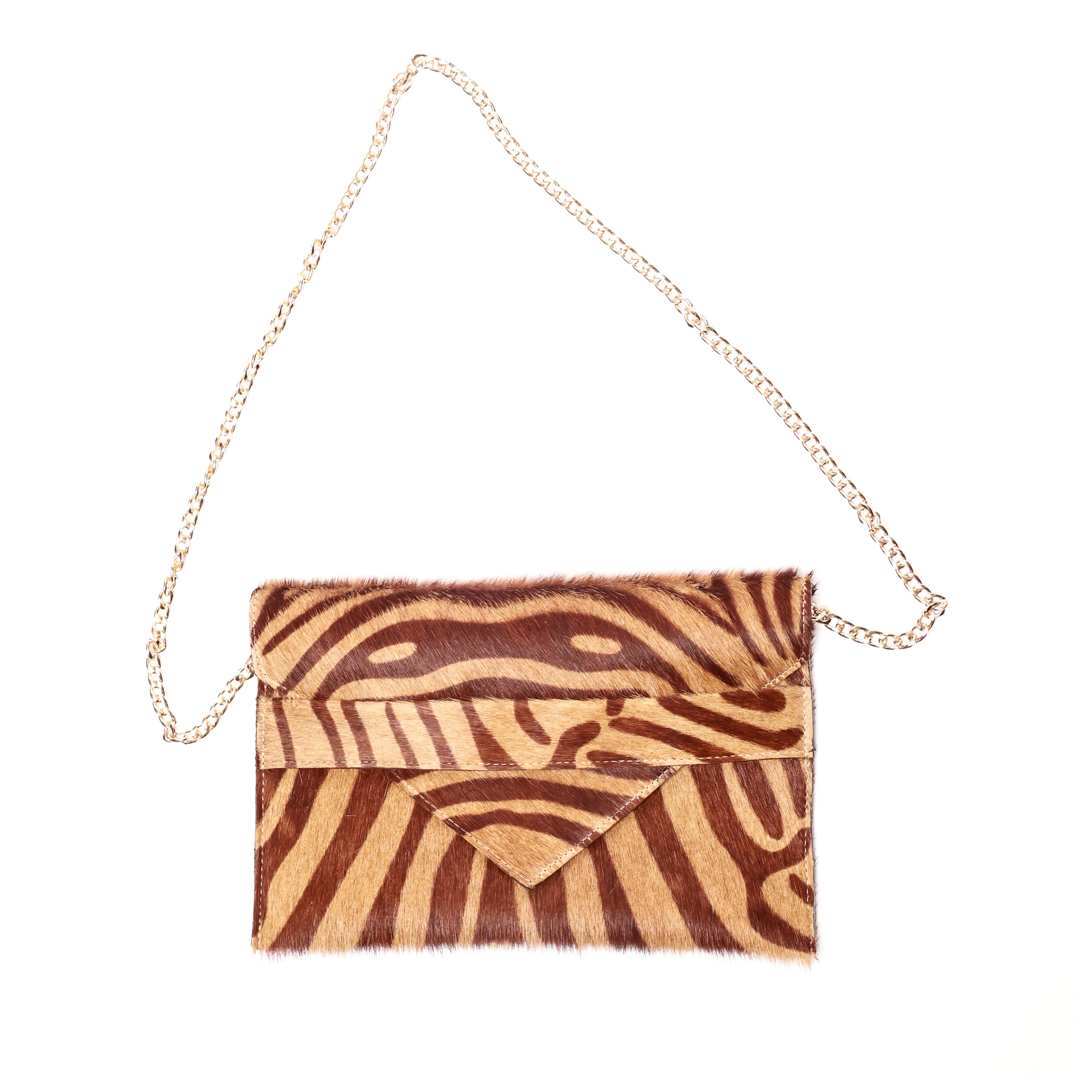 Renee Mocha Zebra Envelope Clutch (Warm Brown)