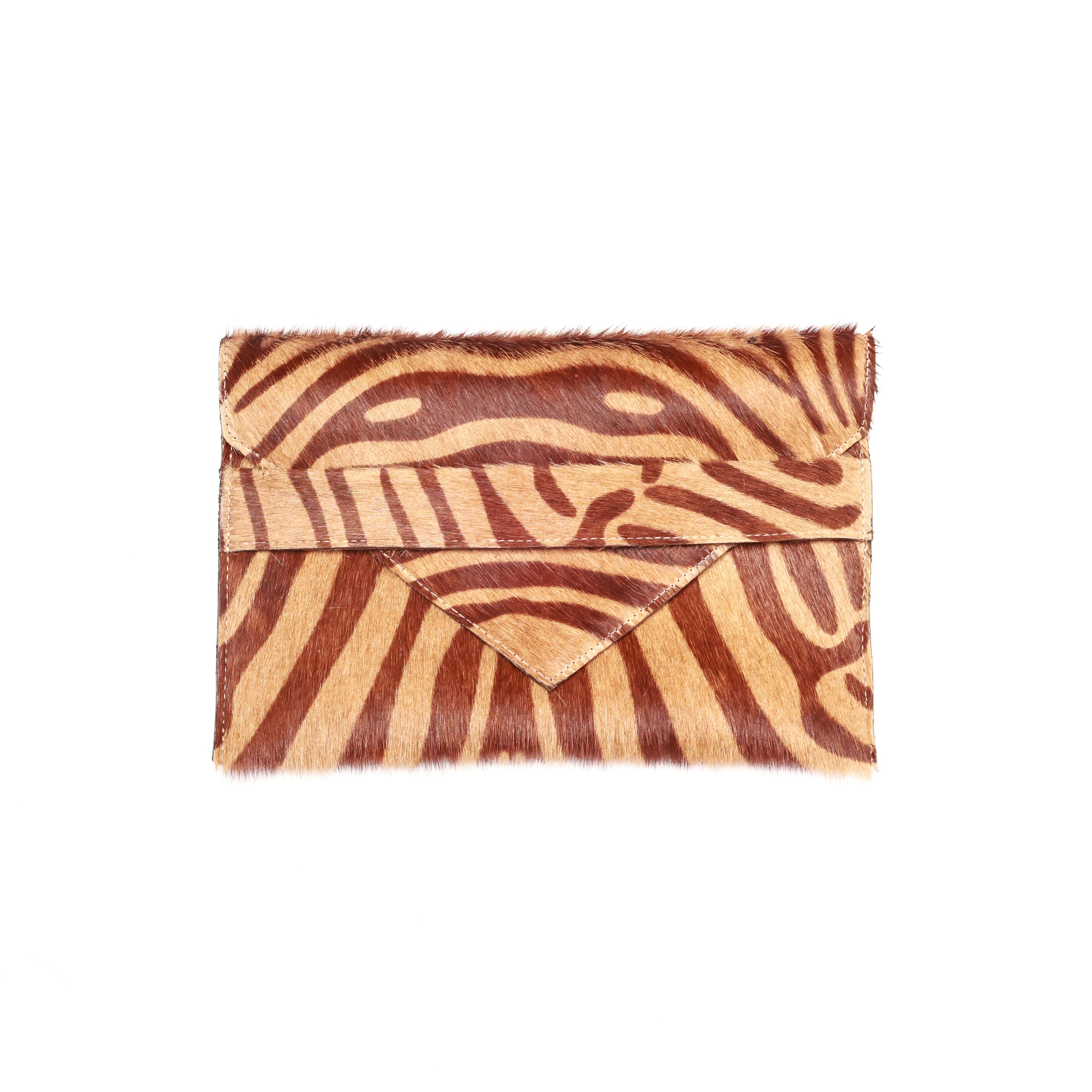 Renee Mocha Zebra Envelope Clutch (Warm Brown)