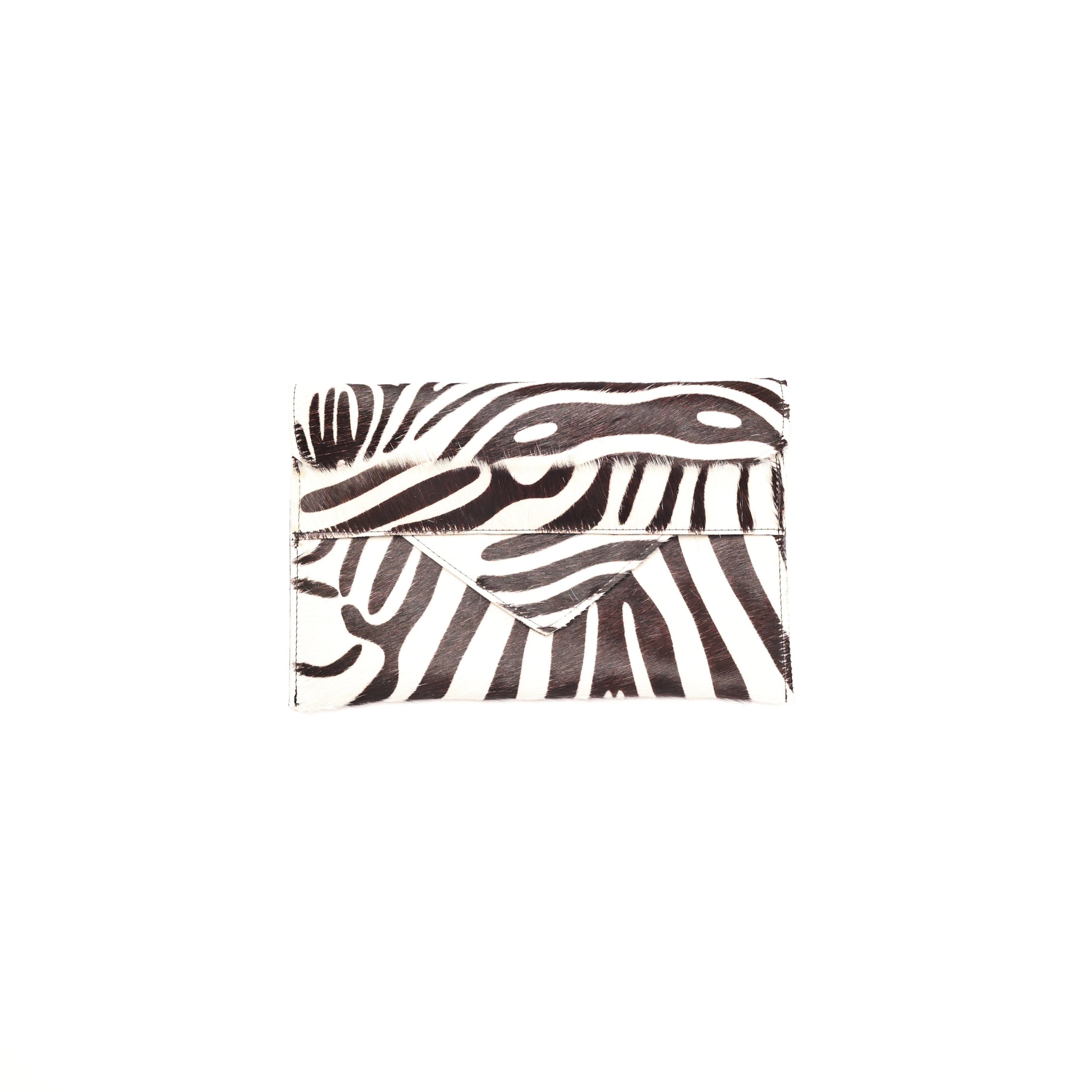 Renee Classic Zebra Envelope Clutch with Silver Chain