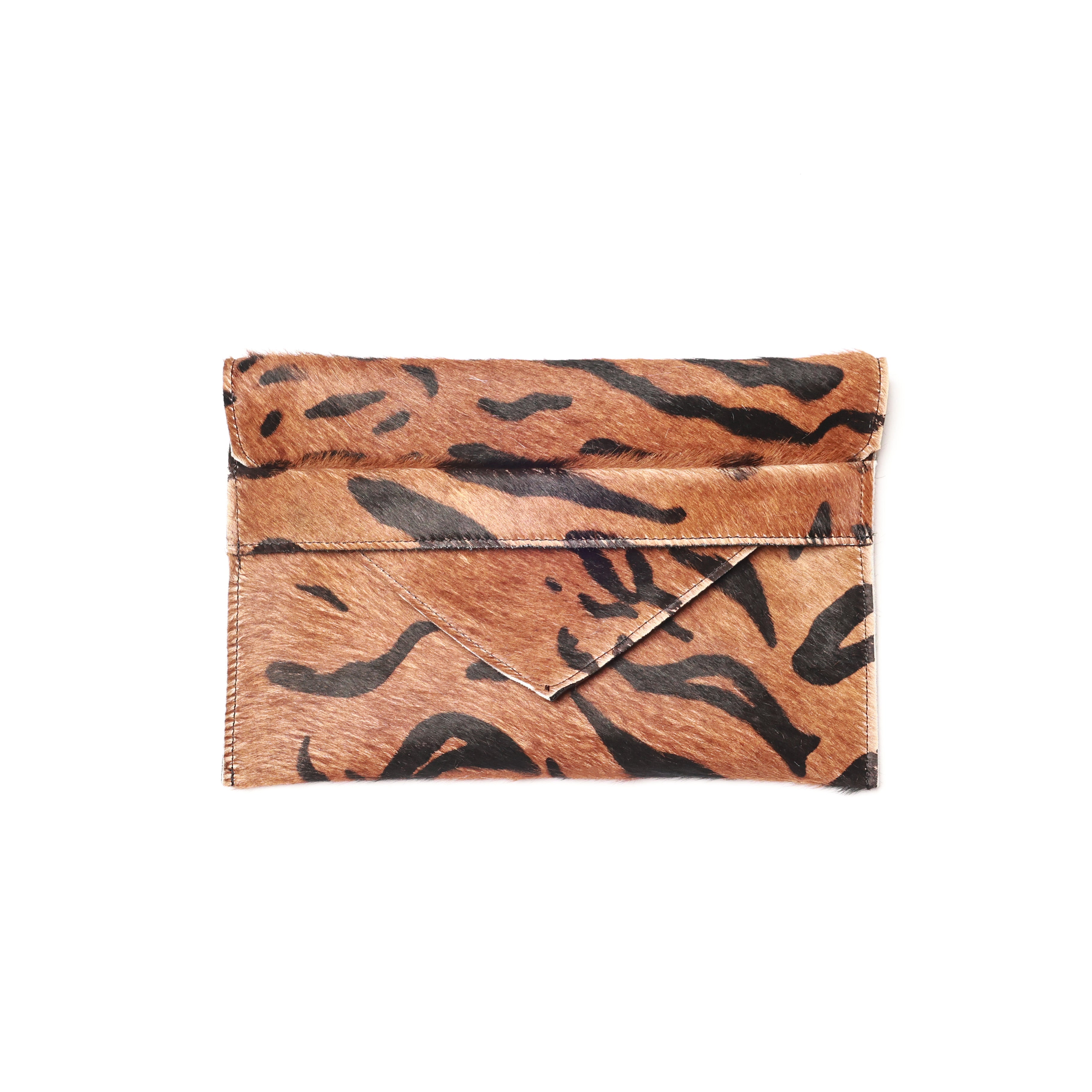 Renee Tiger Wildcat Envelope Clutch with Silver Chain