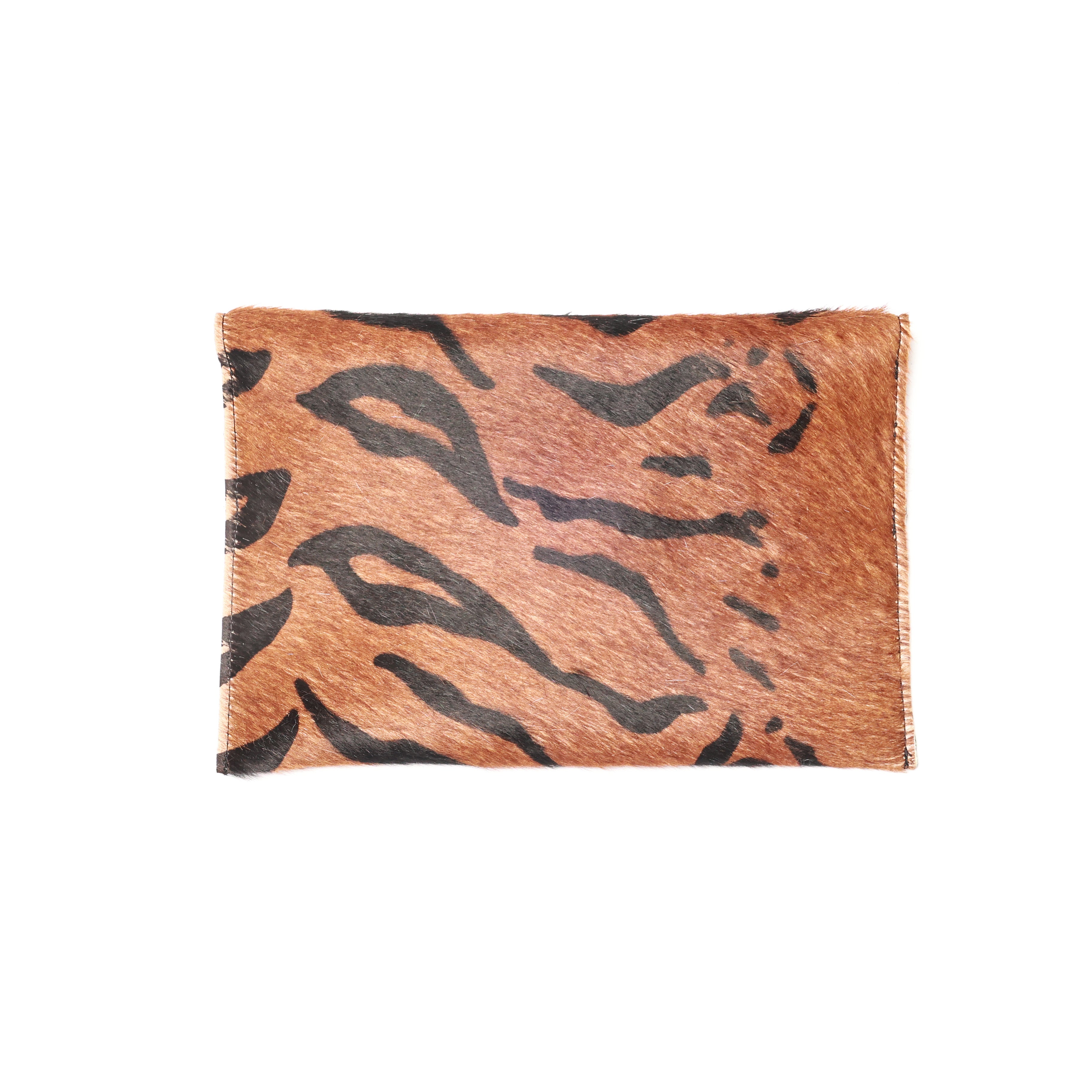 Renee Tiger Wildcat Envelope Clutch with Silver Chain
