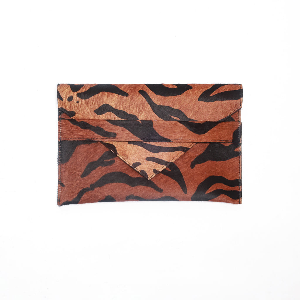 Renee Tiger Hair on Hide Clutch