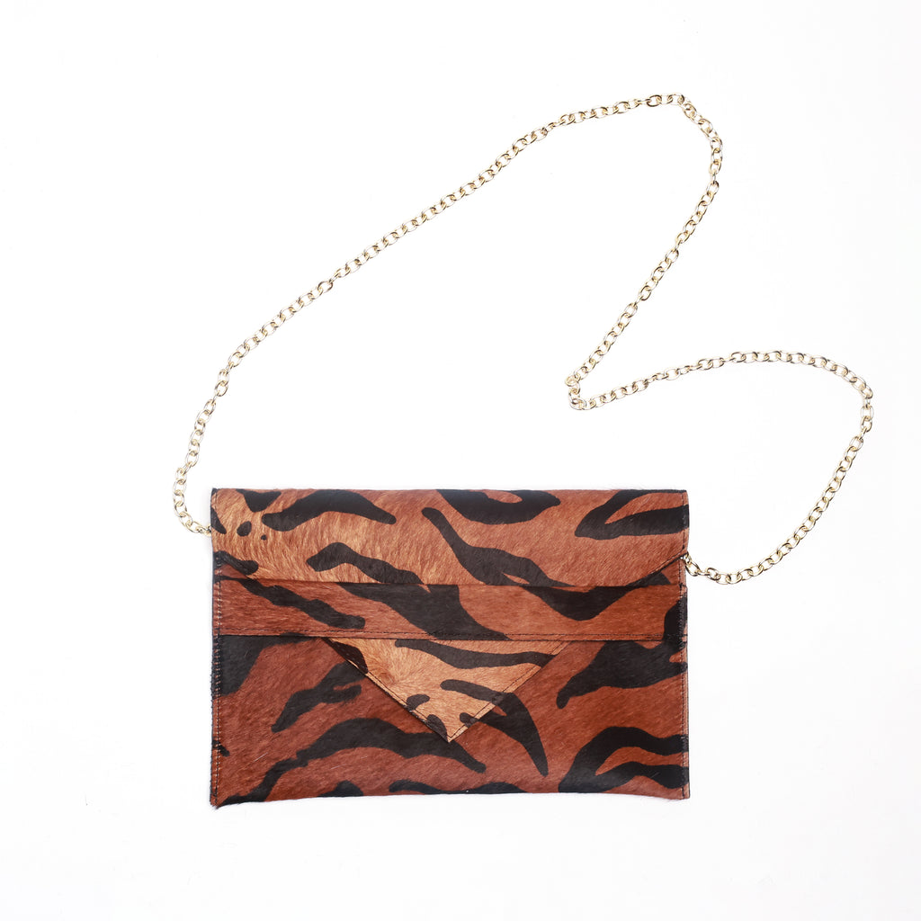 Renee Tiger Hair on Hide Clutch