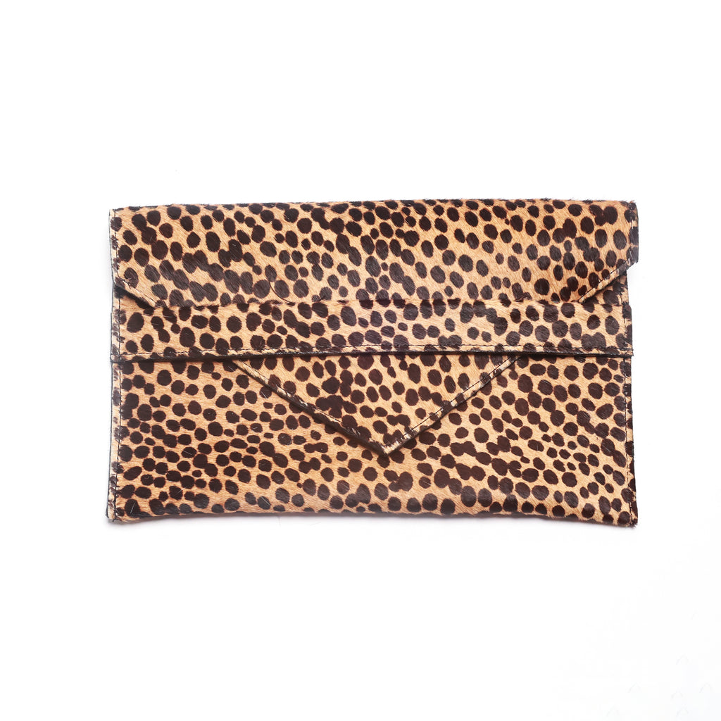 Renee Cheetah Hair on Hide Clutch