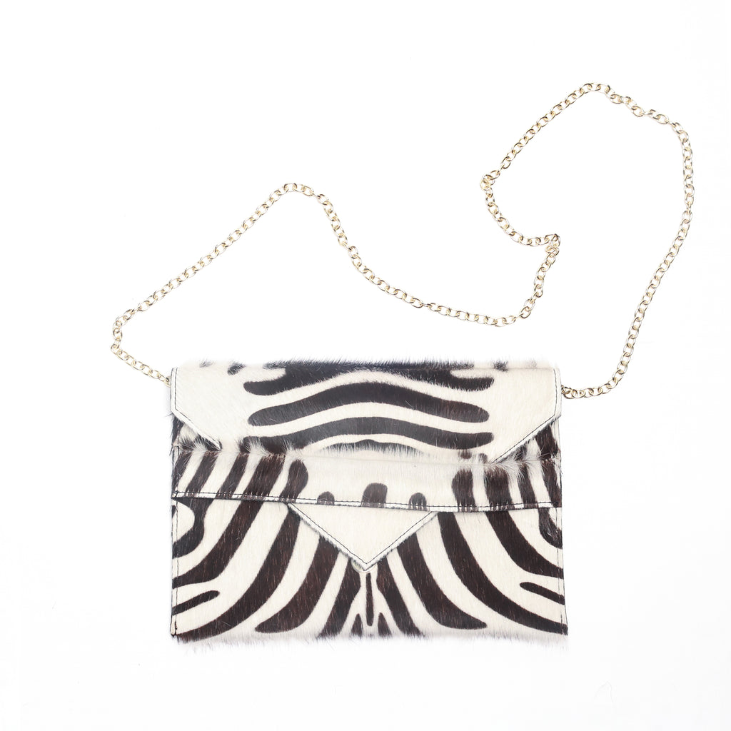 Renee Zebra Hair on Hide Clutch