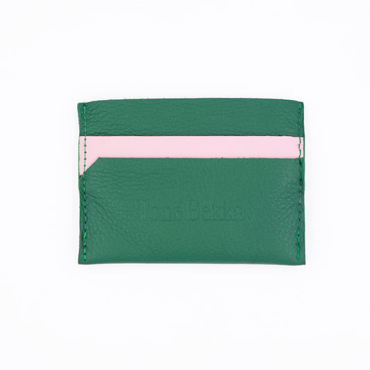 Green & Pink Leather Card Holder