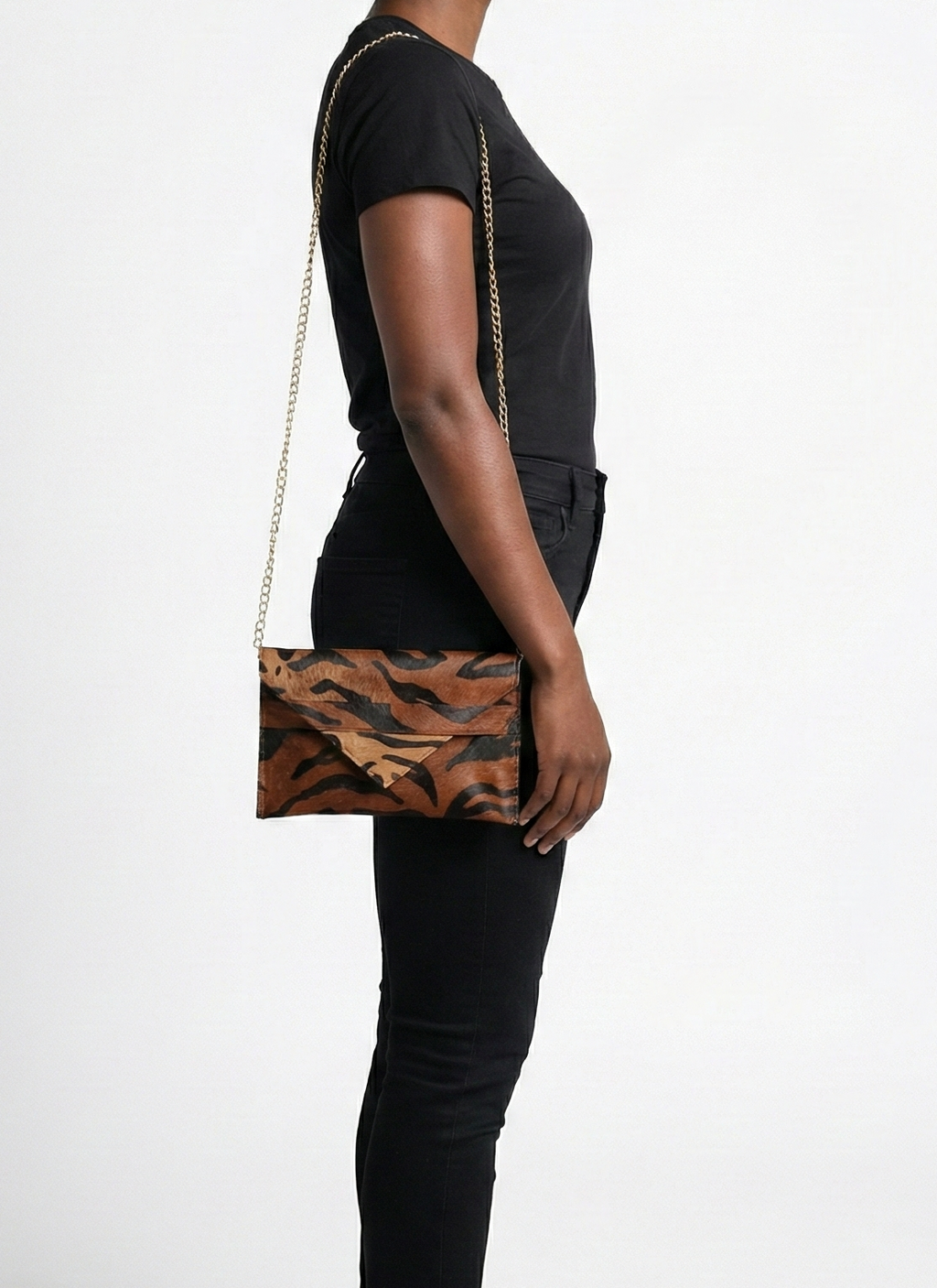 Renee Tiger Hair on Hide Clutch