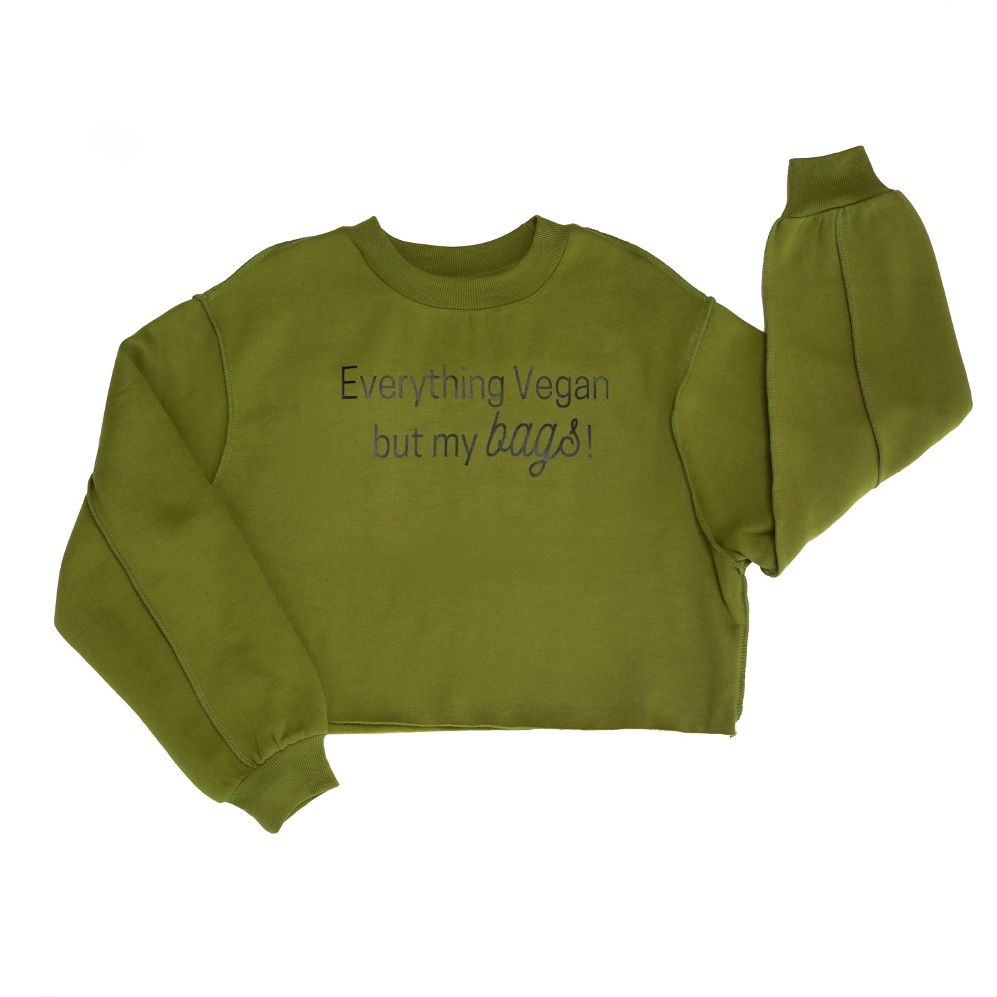 Everything Vegan but my Bags Cropped Sweatshirt - Green