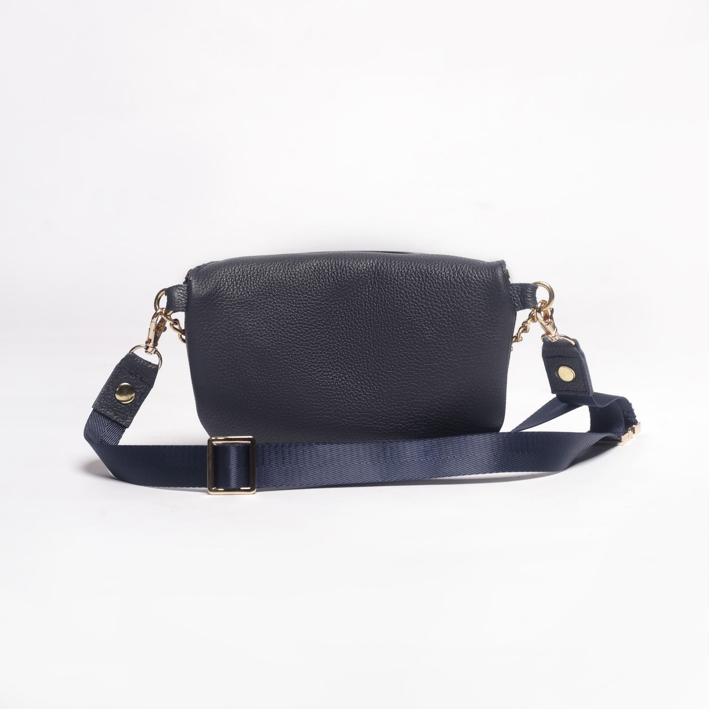 navy leather belt bag