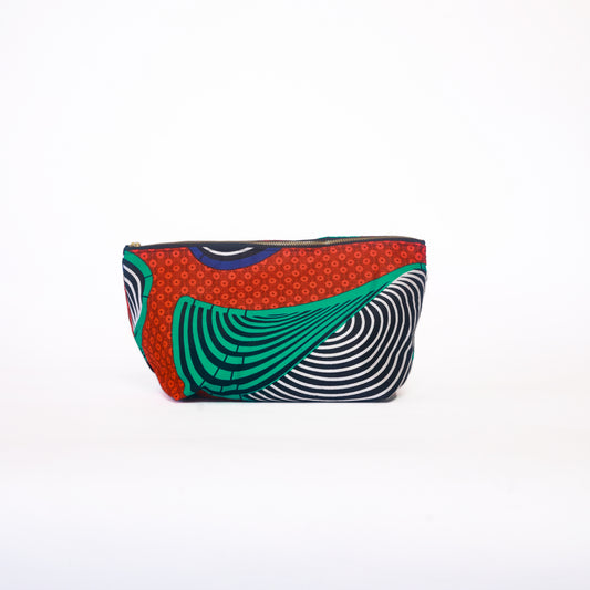 African Ankara Teal Swirl Cosmetic Bag